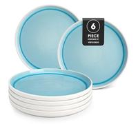 vancasso ELBA Dinner Set of 6, 10.25in Dinner Plates Set of 6, Durable Ceramic Plates for Everyday Meals, Scratch Resistant, Lead-Free, Microwave and Dishwasher Safe, Blue