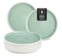 vancasso ELBA Dinner Set of 6, 10.25in Dinner Plates Set of 6, Durable Ceramic Plates for Everyday Meals, Scratch Resistant, Lead-Free, Microwave and Dishwasher Safe, Green