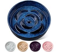 vancasso Flower Shaped Slow Feeder Dog Bowl 1560ml Pet Bowl, Ceramic Puzzle Feeder for Small Dogs & Cats, Dishwasher & Microwave Safe, Ideal for Food and Water, Non-Slip & Tip-Proof; Blue; Large