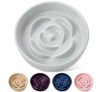 vancasso Flower Shaped Slow Feeder Dog Bowl 1560ml Pet Bowl, Ceramic Puzzle Feeder for Small Dogs & Cats, Dishwasher & Microwave Safe, Ideal for Food and Water, Non-Slip & Tip-Proof; Grey; Large