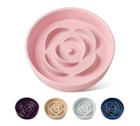 vancasso Flower Shaped Slow Feeder Dog Bowl 360ml Pet Bowl, Ceramic Puzzle Feeder for Small Dogs & Cats, Dishwasher & Microwave Safe, Ideal for Food and Water, Non-Slip & Tip-Proof; Pink; Small