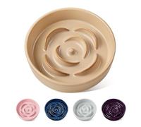 vancasso Flower Shaped Slow Feeder Dog Bowl 360ml Pet Bowl, Ceramic Puzzle Feeder for Small Dogs & Cats, Dishwasher & Microwave Safe, Ideal for Food and Water, Non-Slip & Tip-Proof; Beige; Small