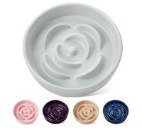 vancasso Flower Shaped Slow Feeder Dog Bowl 960ml Pet Bowl, Ceramic Puzzle Feeder for Small Dogs & Cats, Dishwasher & Microwave Safe, Ideal for Food and Water, Non-Slip & Tip-Proof; Grey; Medium