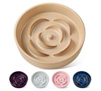 vancasso Flower Shaped Slow Feeder Dog Bowl 960ml Pet Bowl, Ceramic Puzzle Feeder for Small Dogs & Cats, Dishwasher & Microwave Safe, Ideal for Food and Water, Non-Slip & Tip-Proof; Beige; Medium