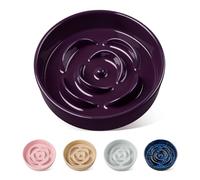 vancasso Flower Shaped Slow Feeder Dog Bowl, Ceramic Puzzle Feeder for Small Dogs & Cats, Non-Slip & Tip-Proof, Purple, 0.6 Cups Capacity