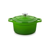 vancasso Green Enamelled Casserole 2 L Cast Iron Casserole Pot Non-Stick Oven Safe Induction Cookers For Stew Soup with Lid 20cm Round