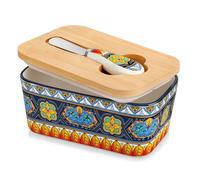 vancasso KRVI 480ml Porcelain Butter Dish with Lid, Berber Mosaic