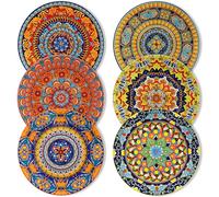 vancasso KRVI Dinner Plates Set of 6, 10.5 Inch Bohemian Style Porcelain Dinnerware Set, Microwave, Oven and Dishwasher Safe, Scratch Resistant Dessert Plates, Pasta Plate, Salad Plate for Kitchen