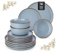 vancasso Loire 18-Piece Stoneware Dinner Set for 6 People, Dinnerware Sets with Plates and Bowls, Scratch Resistant Dinner Service Set for Family or Restaurants, Dishwasher and Microwave Safe, Blue