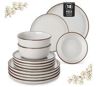 vancasso Loire 18-Piece Stoneware Dinner Set for 6 People, Dinnerware Sets with Plates and Bowls, Scratch Resistant Dinner Service Set for Family or Restaurants, Dishwasher and Microwave Safe, Grey