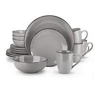 vancasso Navia 16-Piece Vintage Look Grey Stoneware Dinner Set for 4 | 16-piece grey stoneware dinnerware set for 4 with plates, cereal bowls and mugs