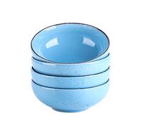 vancasso Navia Aqua Blue Cereal Bowl Ramen Bowl Set of 4-6.7 inch Soup Bowl/Pasta Bowl/Dessert Bowl/Fruit Bowl/Noodle Bowl/Large Serving Bowl, 800ml/28 oz. (17 * 17 * 6.5CM)