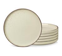 vancasso Navia Dinner Plates Set of 6, 10.25 Inch Country Style Ceramic Serving Plates for Pasta,Dessert,Salad,Fruit, Scratch Resistant, Microwave Dishwasher Safe, Speckled Cream