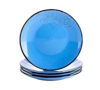 vancasso Navia Oceano Dessert Plate Set of 4, Stoneware Vintage Look Dark Blue Dinnerware Tableware, 8.5 inch Snack/Salad/Fruit/Side Plate. (21.5 * 21.5 * 2.5cm)