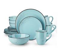 vancasso Navia Oceano Dinner Set, Stoneware Vintage Look Light Blue Dinnerware Tableware, 16 Pieces Dinner Service Set for 4, Include Dinner Plate, Dessert Plate, Cereal Bowl and Mug