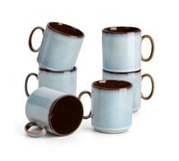 vancasso Onion Light Blue Stoneware Mug Set of 6, 12oz/360ml Ceramic Coffee Mugs with Handle, Reactive Glaze Coffee Cups for Coffee, Latte, Tea & Hot Chocolate, Microwave & Dishwasher Safe