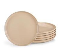 vancasso Playa 10.25 inch Dinner Plate for 6 People, Stoneware Side Plate for Dessert/Pasta/Main Course, Dishwasher and Microwave Safe, Scratch Resistant Serving Plates, Brown