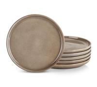 vancasso Playa Ceramic Dinner Plates for 6, Elegant Dinnerware Set, 10.25 Inch Pasta Plate, Dessert Plate, Salad Plates, Microwave, Oven and Dishwasher Safe, Brown