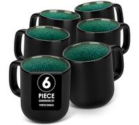 vancasso Playa Coffee Mugs, 11oz/330ml Stoneware Mugs Set of 6, Coffee and Tea Cups with Handle, Microwave & Dishwasher Safe, Suitable for All Kinds of Drinks, Green