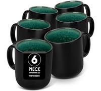 vancasso Playa Coffee Mugs, 15oz/460ml Stoneware Mugs Set of 6, Coffee and Tea Cups with Handle, Microwave & Dishwasher Safe, Suitable for All Kinds of Drinks, Green