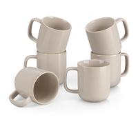 vancasso Playa Coffee Mugs Set of 6, 16 oz/480 ml Stoneware Tea Cups with Handle, for Cocoa Milk/Latte/Cappuccino, Drinkware Gift Set, Microwave & Dishwasher Safe, Grey