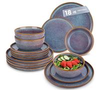 vancasso Playa Dinner Sets for 6 People, 18 Pieces Stoneware Plates and Bowls Set, Scratch Resistant Dinnerware Sets for Everyday Dining, Dishwasher and Microwave Safe, Lavender Blue