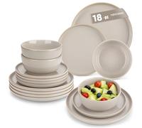 vancasso Playa Dinner Sets for 6 People, 18 Pieces Stoneware Plates and Bowls Set, Scratch Resistant Dinnerware Sets for Everyday Dining, Dishwasher and Microwave Safe, Grey
