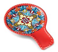 vancasso Porcelain Spoon Rest, 7.7 Inch Cooking Spoon Holder for Kitchen Counter Decor, Spoon Holder for Coffee Spoon Rest, Spoon Cradle, Spatula, Spoons or Tongs, Decorations, Red
