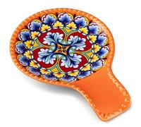 vancasso Porcelain Spoon Rest, 7.7 Inch Cooking Spoon Holder for Kitchen Counter Decor, Spoon Holder for Coffee Spoon Rest, Spoon Cradle, Spatula, Spoons or Tongs, Decorations, Orange