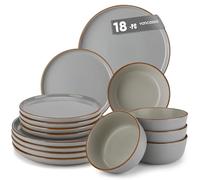 vancasso Reno Stoneware Dinner Set for 6, 18 Pieces Plates and Bowls Set with Dinner Plates, Dessert Plates & Cereal Bowls, Grey Speckled Crockery Set, Chip & Scratch Resistant