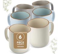 vancasso Reno Stoneware Mug Set of 6, 480ml Durable Coffee Cup and Mug for Kitchen, Home & Office, Microwave & Dishwasher Safe, Mixed Colors