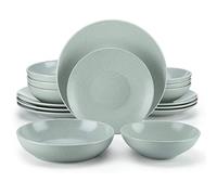 vancasso Sabine 16-Piece Stoneware Dinner Set for 4 with Plate, Dessert Plate, Pasta Bowl and Cereal Bowl, Grey