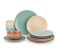 vancasso Sabine Dinnerware Sets, Plates and Bowls Sets for 4, Microwave and Dishwasher Safe, Round 12 Pieces Dishes Set, Multicolor