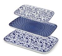 vancasso Selene Serving Platter, 16/14/12 in Large Porcelain Serving Dishes, 3-Piece Rectangle Serving Plates, Easy-Clean Sushi Platters for Party, Dishwasher and Microwave Safe 01