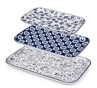 vancasso Selene Serving Platter, 16/14/12 in Large Porcelain Serving Dishes, 3-Piece Rectangle Serving Plates, Easy-Clean Sushi Platters for Party, Dishwasher and Microwave Safe 02