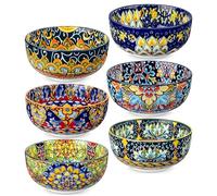 vancasso SIMI 28 oz Cereal Bowls Set of 6, Ceramic Soup Bowls, Dishwasher & Microwave Safe, Serving Bowls with Double-Sided Pattern for Cereal, Soup, Oatmeal, Ice Cream, Salad