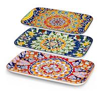 vancasso SIMI 3-Piece Porcelain Serving Platter, 16/14/12 in Serving Dishes | Easy-Clean Rectangle Serving Plates, Ideal for Sushi and Party Buffets, Dishwasher and Microwave Safe