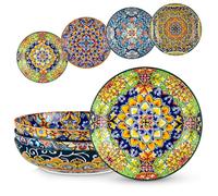 vancasso SIMI 42 oz/1260 ml Porcelain Pasta Bowl Set of 4, Large Salad Bowl | Large Bohemian style Serving Bowls Are Perfect for Salads, Soups, and Main Dishes, Microwave and Dishwasher Safe