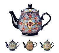 vancasso SIMI 800ml Ceramic Teapot, Bohemian Porcelain Tea Pot with Twilight Bloom Pattern for Loose Leaf Tea, Microwave & Dishwasher Safe