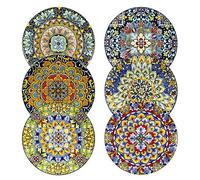 vancasso SIMI Dessert Plates Set of 6, 8.5 Inch Porcelain Salad Plates, Small Dinner Plate Set, Microwave, Oven and Dishwasher Safe, Colorful Bohemian Style Dishes for Kitchen