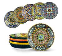 vancasso SIMI Pasta Bowls, 32 oz Ceramic Salad Bowls Set of 6, Large Corlorful Serving Bowls for Kitchen, Dishwasher & Microwave Safe Soup Bowls Set, Pasta Plates