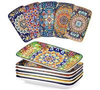 vancasso SIMI Porcelain Serving Platter Set of 6, 9.5 in Small Serving Dish | Easy-Clean Rectangle Serving Plates, Dishwasher and Microwave Safe, Sushi Platters for Party