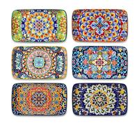 vancasso SIMI Serving Platter, 8.5 in Small Serving Dishes, Porcelain Rectangle Serving Plates Set of 6, Dishwasher and Microwave Safe, Sushi Platters for Party