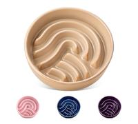 vancasso Slow Feeder Dog Bowl, 0.6 Cup Ceramic Slow Feeding Food Dish for Small Breed, Puzzle Dog Food Bowl for Fast Eater, Brown