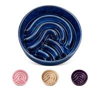 vancasso Slow Feeder Dog Bowl, 0.6 Cup Ceramic Slow Feeding Food Dish for Small Breed, Puzzle Pet Food Bowl for Cat & Dog, Non-Slip & Tip-Proof, Blue