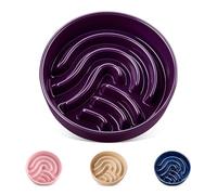 vancasso Slow Feeder Dog Bowl, 0.6 Cup Ceramic Slow Feeding Food Dish for Small Breed, Puzzle Pet Food Bowl for Cat & Dog, Non-Slip & Tip-Proof, Dark Purple