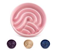 vancasso Slow Feeder Dog Bowl, 0.6 Cup Ceramic Slow Feeding Food Dish for Small Breed, Puzzle Pet Food Bowl for Cat & Dog, Non-Slip & Tip-Proof, Pink