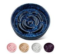 vancasso Slow Feeder Dog Bowl, 0.6 Cups Ceramic Dog Food Dish for Fast Eaters Small Breed, Puzzle Bowl for Small Dogs and Cats, Blue