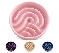 vancasso Slow Feeder Dog Bowl, 1.5 Cup Ceramic Slow Feeding Food Dish for Small Breed, Puzzle Pet Food Bowl for Cat & Dog, Non-Slip & Tip-Proof, Pink