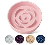 vancasso Slow Feeder Dog Bowl, 1.5 Cups Ceramic Slow Feeder for Medium Breed, Puzzle Maze Dog Food Bowl for Fast Eater, Slip Resistant and Durable, Pink
